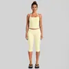 Conjunto de roupa fitness feminina transfronteiriço com lindo top esportivo de costas com amarração no pescoço, conjunto de shorts de secagem rápida para corrida ao ar livre, ciclismo e yoga