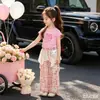 Conjunto de Pantalones Anchos con Falda a Cuadros de Estrellas, Manga Corta, Gato Kt, Sin Mangas para Niñas, Ropa de Nuevo Estilo 2026 para Bebés Niñas