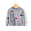 Ropa Infantil Transfronteriza Europea y Americana al por Mayor Suéter Infantil de Cuello Redondo Suéter de Punto Base Jacquard con Coche de Dibujos Animados para Niños