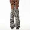 Calças Cargo Camufladas Estilo Americano com Bolsos, Jeans de Perna Larga para Homens e Mulheres, Calças Casuais Paratrooper Loose Cleanfit, Tendência