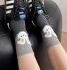 Nuevos Calcetines de Felpa con Dibujos de Conejos Lindos de Otoño e Invierno para Mujer, Uso Bidireccional, Calcetines Holgados Grises, Doble Puño, Calcetines Acanalados Sin Costuras