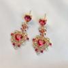 Pendientes Largos con Forma de Corazón para Fuegos Artificiales de Alta Gama Resistentes y Ecológicos con Circonita de Cobre Microincrustada, Pendientes Llamativos Únicos y Audaces