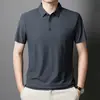 Camisa Polo de Seda de Hielo Sin Costuras de Alta Gama Talla Grande para Hombre Multicolor Tendencia Verano 2025 Marca Polo con Cuello Camisero Manga Corta de Negocios para Hombre