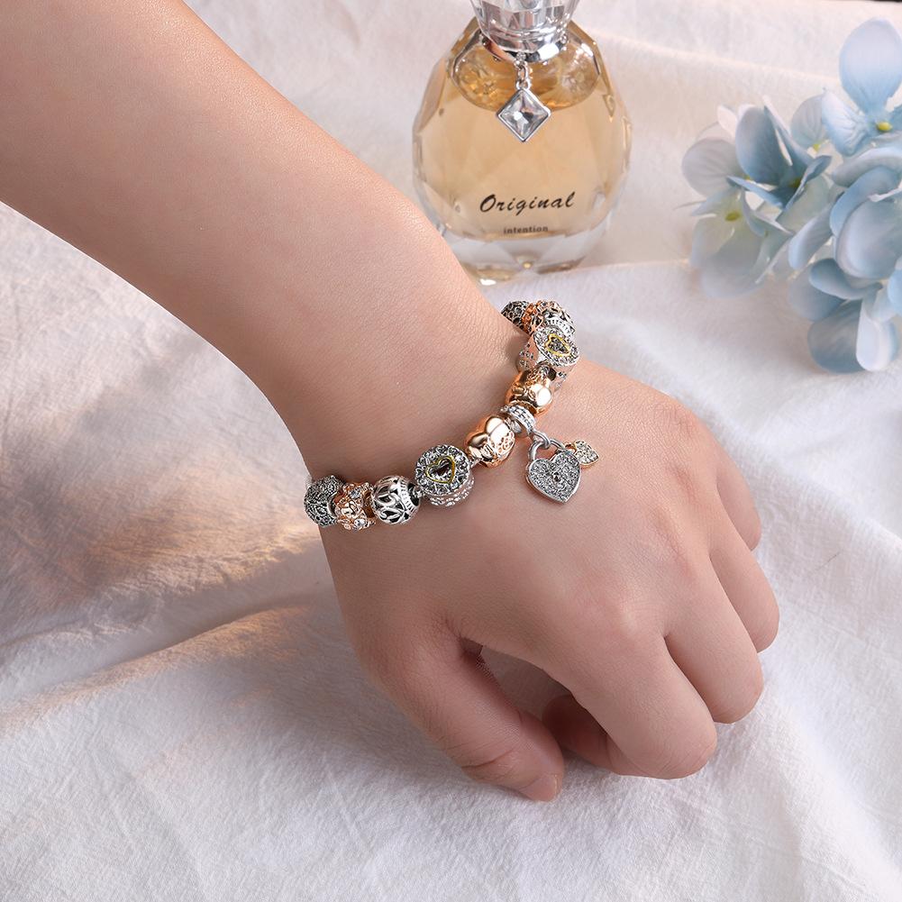 合金KC金双心吊饰手链手图