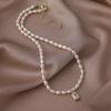 Collar de Perlas de Agua Dulce Estilo Coreano para Mujer, Circonita Micro-incrustada, Collar de Perlas Verdes, Cadena Simple de Moda Distintiva para Clavícula