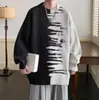 Suéter para Hombre Estilo Artístico Versión Coreana Moderno Holgado Tejido de Punto Japonés Invierno Ins Estilo Hong Kong Chaqueta Cardigan Perezosa