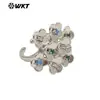 MR038 Anel Aberto Diário para Meninas com Design de Flor Ma Ying Dan Vibrante Conjunto Dourado e Prateado com Pequenos Zircônias Coloridos