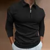 Camiseta Polo de Manga Larga con Cremallera y Waffle para Hombre, Camiseta Superior, Nueva de Otoño 2024, Europea y Americana Transfronteriza, Amazon