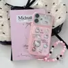 Capa de celular KT com desenho de gato para iPhone 18 Pro Max, Apple 17 Pro, com corrente, bordas arredondadas e design à prova de quedas, estilo fofo