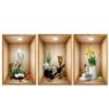 Pegatina de pared con marco de fotos 3D de simulación de flores y plantas verdes, para dormitorio, sala de estar, TV, fondo, autoadhesiva