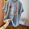 Tamanho Plus Size Gordo MM 2026 Verão Novo Algodão Puro Estilo Coreano Moda Versátil Nicho Gola Redonda Ombro Normal Manga Curta Camiseta Top Feminino