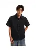 Camisa de Manga Corta Texturizada Estilo Old Money para Hombre, Verano Retro Americano Cleanfit Holgada Lujo Manga Raglán