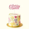Topper de Pastel Brillante de Colores Transfronterizo Reina Feliz Cumpleaños Inserto de Papel en Inglés Bandera de Decoración para Postre de Fiesta