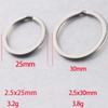 Llavero de acero inoxidable con espejo, anillo plano de 2,5 x 25 mm y 2,5 x 30 mm, accesorios para bricolaje