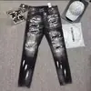 Jeans Masculino Preto Slim-Fit Lavado Desgastado Patchwork Pintado Tendência Nova D2 Primavera/Verão 2026