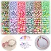 Set de Perlas Artificiales Perforadas Sueltas DIY Coloridas Redondas de ABS Materiales para Joyería Accesorios Caja de 24/28 Compartimentos