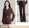 Venta al por mayor transfronteriza de ropa profesional ajustada, de alta gama, para otoño e invierno: Conjunto de chaqueta blazer de manga larga y pantalones anchos para mujer