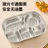Plato de Acero Inoxidable 316 Transfronterizo para Comida Rápida Plato Compartimentado para Comer para Niños Bebés Plato para el Almuerzo de Jardín de Infancia Plato de Frutas de Dibujos Animados