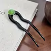 Grampo de Cabelo Retro em Forma de U com Contas Redondas de Geleia de Coco para Mulheres 2026 Novo Estilo Elegante Simples de Coque Estilo Chinês