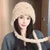 Gorro de Punto con Borlas Suaves y Lindas de Cuentas Arcoíris Otoño Invierno Nuevo Estilo para Mujer Cortavientos Protección para Orejas Adelgazante Facial