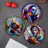 Juego Transfronterizo de 8 Posavasos de Madera Encantadores con Diseño de Personajes de Terror - Mantel Redondo Resistente al Calor
