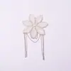 Adesivos de Flor de Pérola com Franja e Strass, Acessórios de Cabelo de Luxo Leve, Decoração Longa para Hanfu Qipao, Strass Hot-Fix, Acessórios DIY para Hanfu Qipao