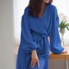 Pijama de Algodón Puro Transfronterizo Europeo y Americano 2026 para Mujer, Bata de Noche Transpirable de Manga Larga para Verano, Ropa de Casa de Algodón de Gasa de Doble Capa para Mujer