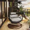 Cadeira de Cesto Suspensa para Exterior, Cadeira de Baloiço Dupla para Pátio, Rede de Interior, Cadeira Preguiçosa para Varanda, Cadeira Suspensa Ninho de Pássaro, Cadeira de Rattan