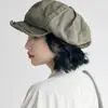 Boina plissada preta estilo Yamamoto japonês para mulheres, outono e inverno, chapéu equestre que afina o rosto, chapéu octogonal vintage em formato de nuvem