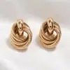 Pendientes de botón con diseño de nudo de múltiples bucles cruzados, pendientes de temperamento moderno, estilo europeo y americano para mujer, joyería simple y versátil para el día a día