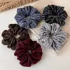 Lazo para el pelo de punto de lana con rayas diagonales en bloque de color, elegante y versátil, de alta gama, con textura, para Otoño/Invierno, accesorio para el pelo tipo anillo de intestino grueso