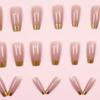 Tacón de aguja noble francés simple 24 piezas Comercio exterior europeo y americano textura oro rosa manicura uña postiza uña de uso