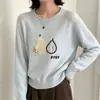 Suéter Redondo Jacquard Oso de Miel para Mujer, Nuevo Otoño/Invierno 2026, Ajuste Holgado Adelgazante Rejuvenecedor, Top de Punto Suave