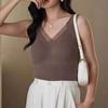 Chaleco de grafeno 8803 con almohadilla para el pecho, cálido para otoño e invierno, con escote en V y encaje, ropa interior de copa fija para mujer