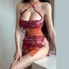 Vestido de Verano y Primavera Nuevo Estilo Europeo y Americano Moderno Sexy Sexy con Abertura para Vacaciones en la Playa con Cuello Halter Espalda Descubierta para Mujer