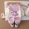 Conjunto de Otoño para Niñas 2025 Nuevo Pantalón Infantil Conjunto de Otoño Conjunto para Niñas Sudadera Linda Casual de Dos Piezas a la Moda