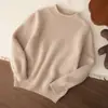 Nuevo suéter de lana pura para niños, grueso, con dobladillo enrollado, cuello alto medio, camiseta interior de punto unisex, suéter pullover para bebé