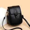 Bolsa transversal grande para celular, bolsa pequena de duas camadas, bolsa de ombro vertical, grande capacidade, retrô, couro encerado, bolsa feminina