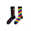 Calcetines de Moda Originales Asimétricos Estilo AB para Mujer Calcetines de Algodón de Verano Zhejiang Arte de Dibujos Animados Personalizado Calcetines de Algodón de Tubo Medio para Hombres y Mujeres