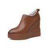 Zapatos de Cuero de Tacón Super Alto de 12CM Suela Gruesa 2025 Nuevos Británicos Plataforma Inferior Aumentado Cremallera Lateral Zapatos de Cuero de Punta