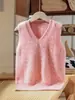 Nuevo Chaleco de Punto de Lana Pura para Niños Chaleco de Punto Unisex para Niños y Niñas Versátil Engrosado Holgado Sin Mangas Cárdigan Suéter