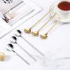 Cuchara de acero inoxidable de aspecto elegante para postre, café, para mezclar, dorada, nido de pájaro con miel, cuchara redonda pequeña, regalo para taza