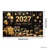 Nuevo fondo de pancarta de Año Nuevo negro y dorado transfronterizo, fondo de decoración de ambiente para fiesta de cuenta regresiva de Año Nuevo