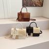 Estilo Coreano Color de Contraste Portátil Pequeña Bolsa para Mujer Invierno Nueva Moda Retro Cuadrada Pequeña Texturizada Casual para Viajes Diarios Bolso de Hombro