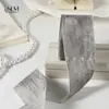 Chiffon com gradiente em aquarela de padrão sutil unilateral com embalagem floral Laço DIY para acessório de cabelo Estampa em aquarela Fita de caixa de presente