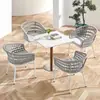 Mesa Redonda de Pizarra Impermeable y Resistente al Sol para Exteriores y Sillas para Patio, Villa al Aire Libre, Balcón de Ocio, Mesa Cuadrada, Silla de Ratán de Moda