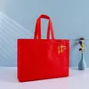 Bolsa de Regalo de Año Nuevo 2025 Bolsa del Día de Año Nuevo Tela No Tejida Roja Temática de Serpiente Bolsa Tote para Regalo