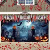 Banner Colgante de Calabaza Transfronterizo Cubierta de Puerta Noche de Luna de Terror Decoración de Pared de Fondo de Garaje de Halloween Banner de Garaje Venta al por Mayor