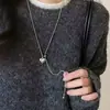 Collar de suéter con cuentas redondas de diseño minimalista para mujer, Nuevo accesorio de cadena para suéter con collar geométrico de alta gama para otoño e invierno