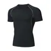 Camiseta negra ajustada para hombre de seda de hielo secado rápido fitness manga corta verano deportiva elástica top para correr ropa de entrenamiento corte ajustado